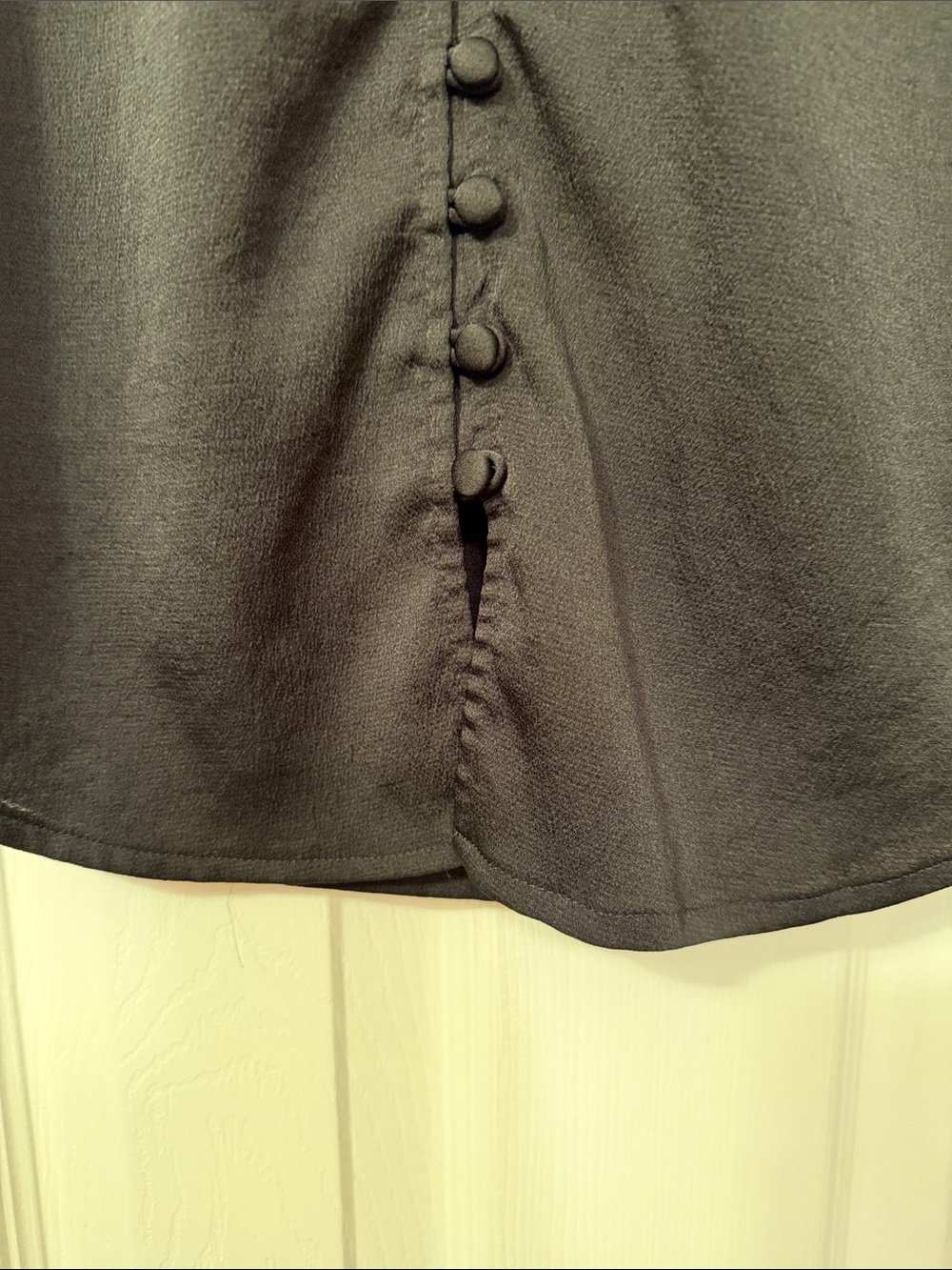 Express Black Button-Front Ruffle Collar Blouse - Picture 3 of 5
